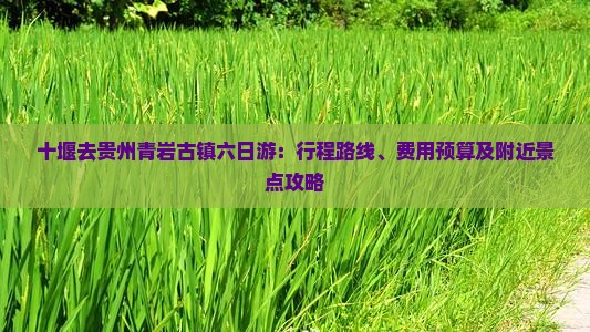 十堰去贵州青岩古镇六日游：行程路线、费用预算及附近景点攻略