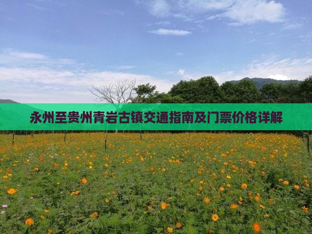 永州至贵州青岩古镇交通指南及门票价格详解