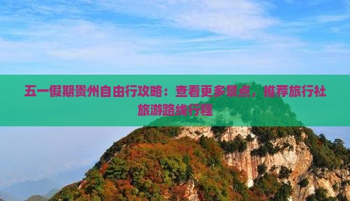 五一假期贵州自由行攻略：查看更多景点，推荐旅行社旅游路线行程