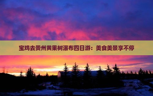 宝鸡去贵州黄果树瀑布四日游：美食美景享不停