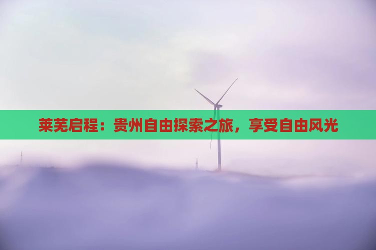 莱芜启程：贵州自由探索之旅，享受自由风光