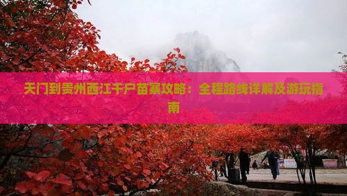 天门到贵州西江千户苗寨攻略：全程路线详解及游玩指南
