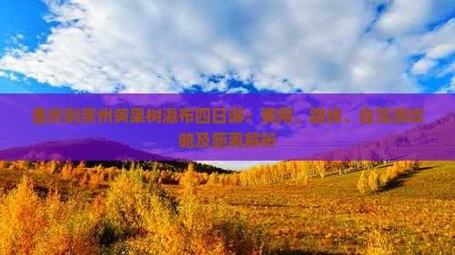 重庆到贵州黄果树瀑布四日游：费用、路线、自驾游攻略及距离解析