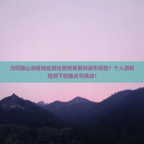 为何唐山游客独自前往贵州黄果树瀑布探险？个人游新趋势下的痛点与挑战！