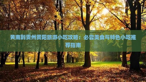 黄南到贵州贵阳旅游小吃攻略：必尝美食与特色小吃推荐指南