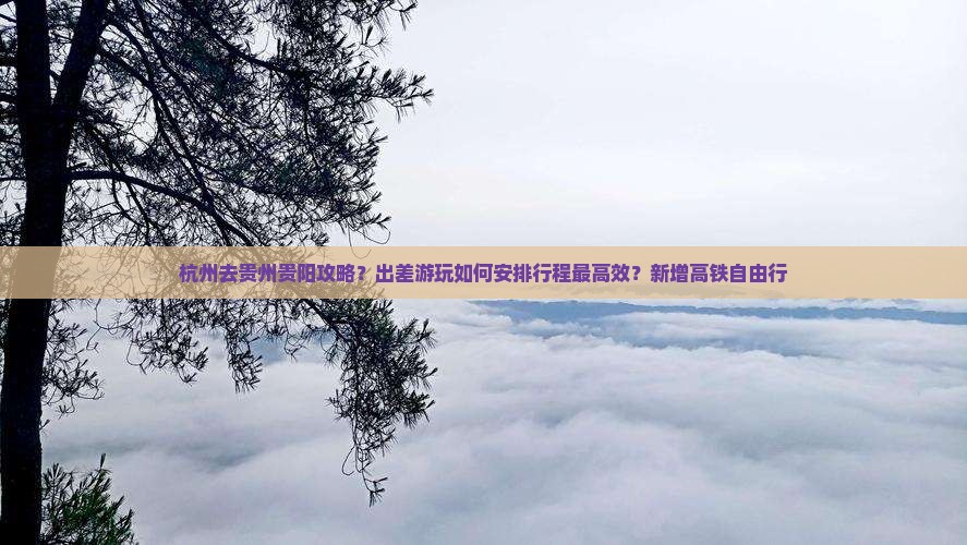 杭州去贵州贵阳攻略？出差游玩如何安排行程最高效？新增高铁自由行