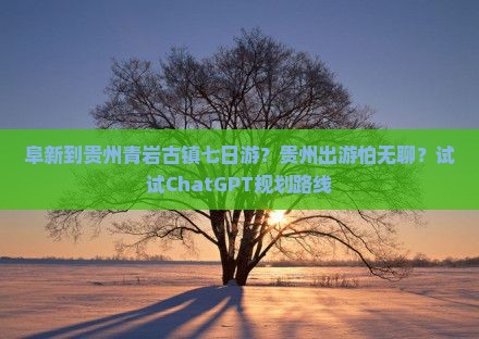 阜新到贵州青岩古镇七日游？贵州出游怕无聊？试试ChatGPT规划路线