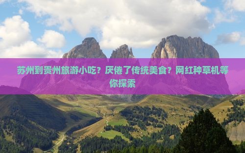 苏州到贵州旅游小吃？厌倦了传统美食？网红种草机等你探索