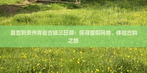 昌吉到贵州青岩古镇三日游：探寻苗侗风情、体验古韵之旅