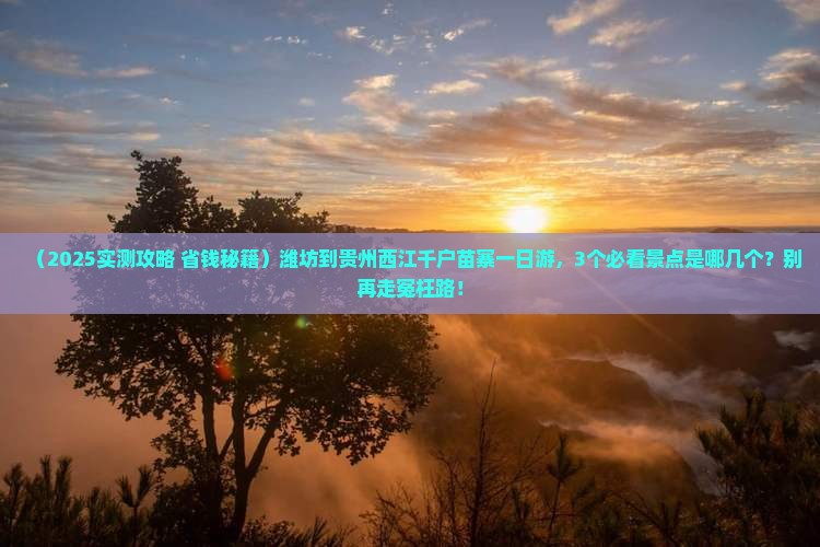 潍坊到贵州西江千户苗寨一日