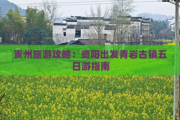 贵州旅游攻略：资阳出发青岩古镇五日游指南