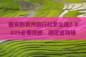 雅安到贵州旅行社 雅安到贵州旅行社