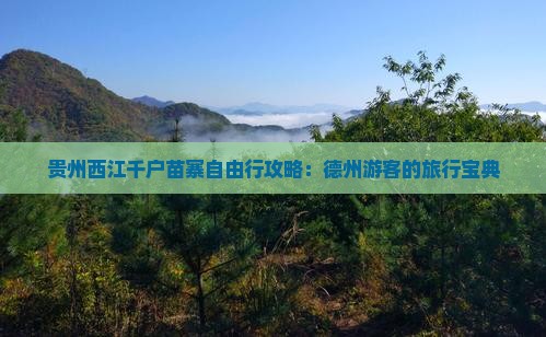 贵州西江千户苗寨自由行攻略：德州游客的旅行宝典