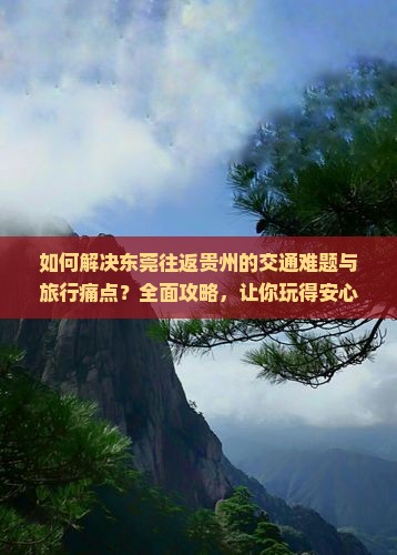 如何解决东莞往返贵州的交通难题与旅行痛点？全面攻略，让你玩得安心、放心！