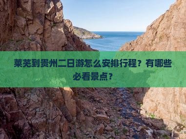 莱芜到贵州二日游怎么安排行程？有哪些必看景点？