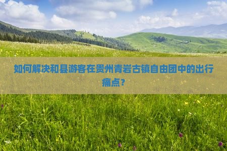 如何解决和县游客在贵州青岩古镇自由团中的出行痛点？