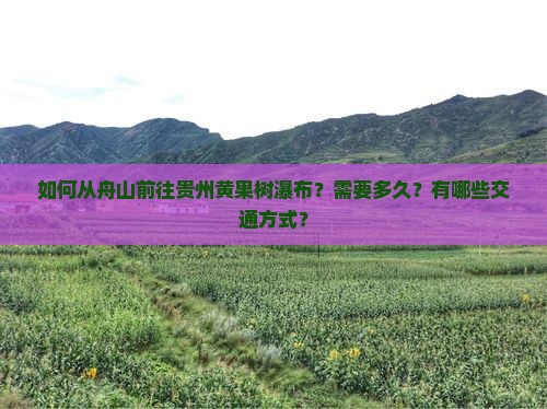 如何从舟山前往贵州黄果树瀑布？需要多久？有哪些交通方式？