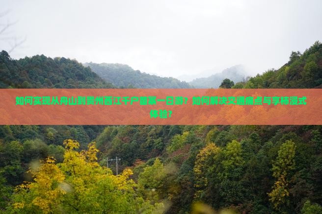 如何实现从舟山到贵州西江千户苗寨一日游？如何解决交通痛点与享柿浸式体验？