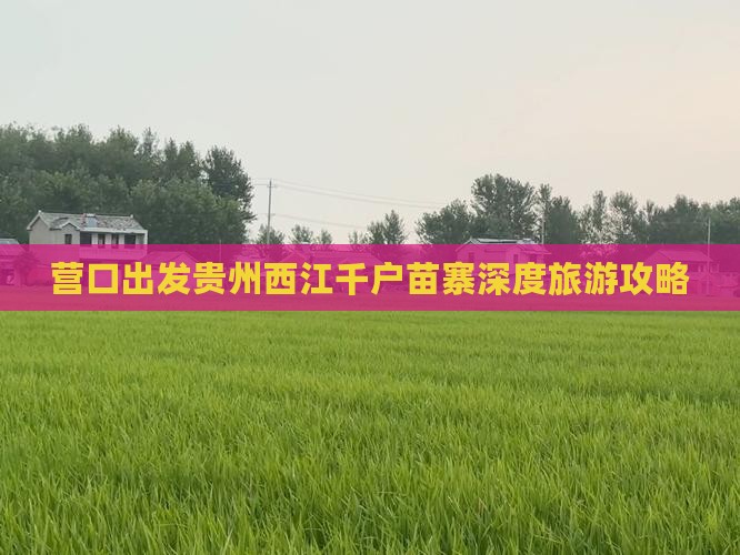 营口出发贵州西江千户苗寨深度旅游攻略