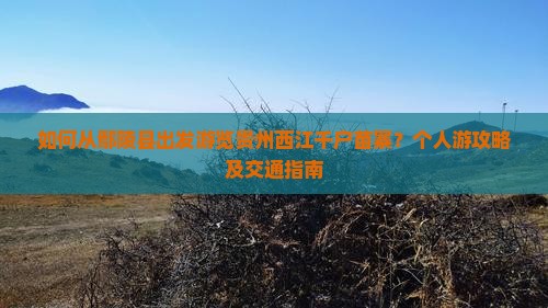 如何从鄢陵县出发游览贵州西江千户苗寨？个人游攻略及交通指南