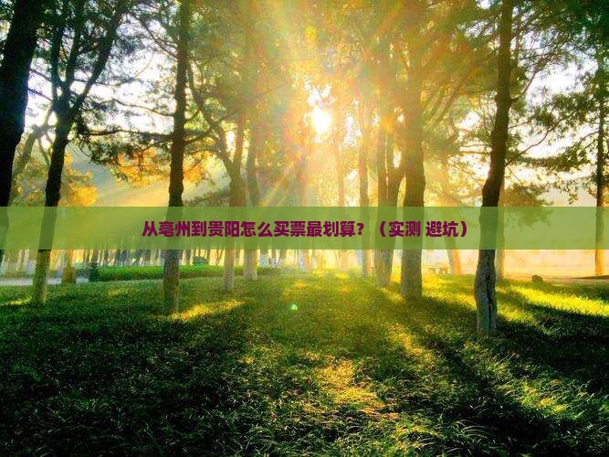 亳州去贵州贵阳门票