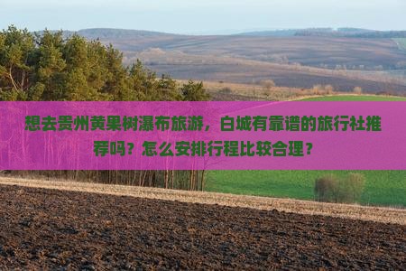 想去贵州黄果树瀑布旅游，白城有靠谱的旅行社推荐吗？怎么安排行程比较合理？