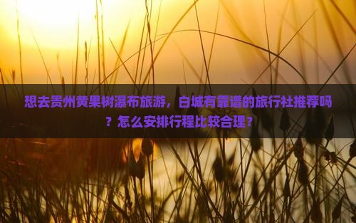 想去贵州黄果树瀑布旅游，白城有靠谱的旅行社推荐吗？怎么安排行程比较合理？