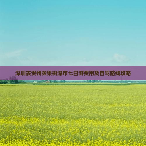 深圳去贵州黄果树瀑布七日游费用及自驾路线攻略
