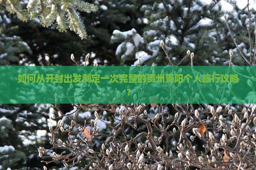 如何从开封出发制定一次完整的贵州贵阳个人旅行攻略？