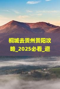 桐城去贵州贵阳攻略