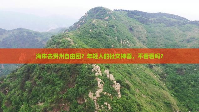海东去贵州自由团？年轻人的社交神器，不看看吗？