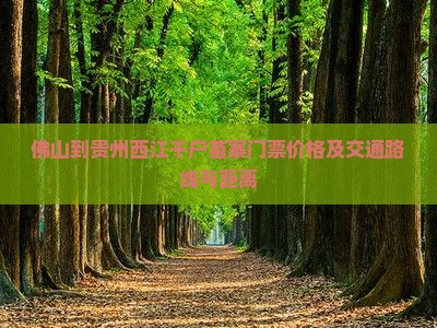 佛山到贵州西江千户苗寨门票价格及交通路线与距离