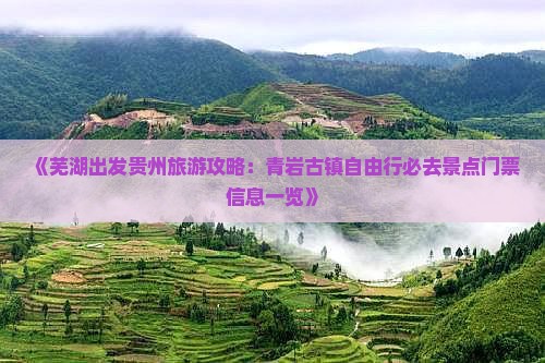 《芜湖出发贵州旅游攻略：青岩古镇自由行必去景点门票信息一览》