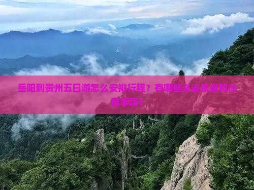 岳阳到贵州五日游怎么安排行程？有哪些必去景点和注意事项？