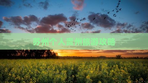 苏州个人贵州旅游攻略