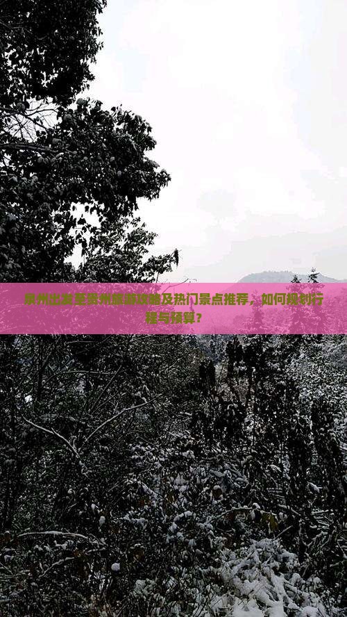 泉州出发至贵州旅游攻略及热门景点推荐，如何规划行程与预算？