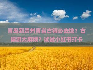 青岛到贵州青岩古镇必去地？古镇游太麻烦？试试小红书打卡地