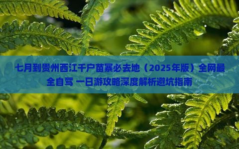 七月到贵州西江千户苗寨必去地