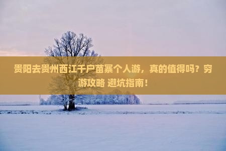 贵阳去贵州西江千户苗寨个人游