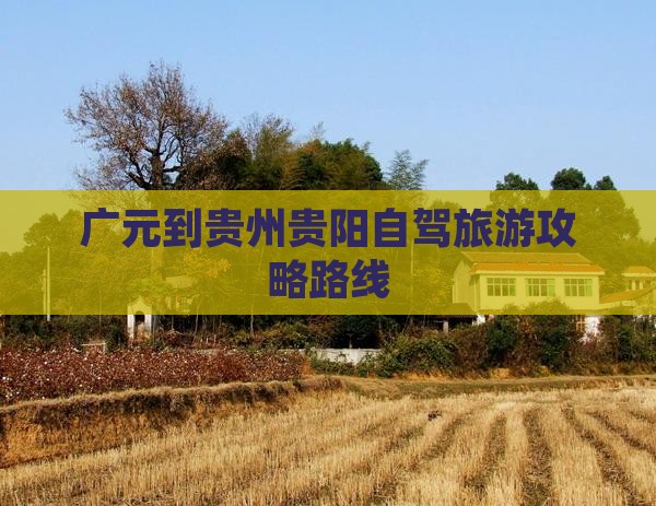广元到贵州贵阳自由行