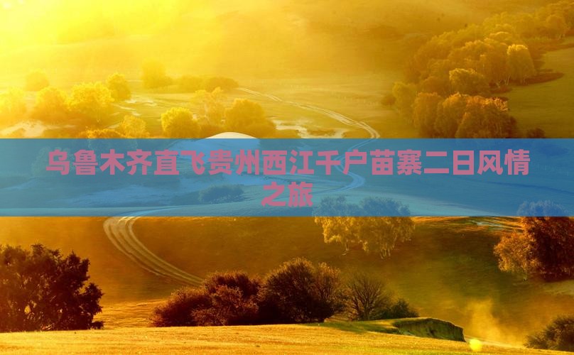 乌鲁木齐直飞贵州西江千户苗寨二日风情之旅