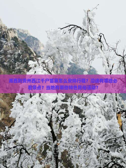 湘西到贵州西江千户苗寨怎么安排行程？沿途有哪些必看景点？当地有哪些特色民俗活动？