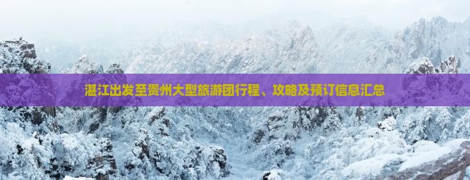 湛江出发至贵州大型旅游团行程、攻略及预订信息汇总