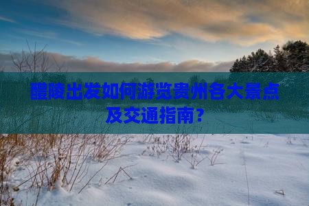 醴陵出发如何游览贵州各大景点及交通指南？
