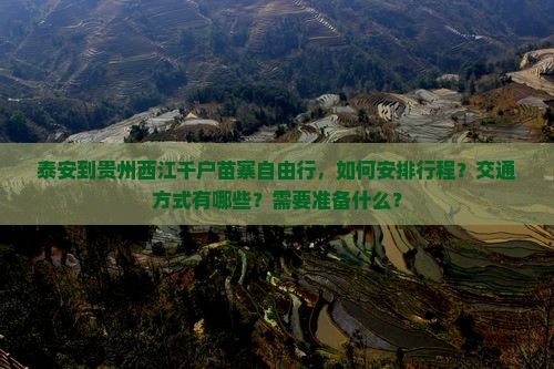 泰安到贵州西江千户苗寨自由行，如何安排行程？交通方式有哪些？需要准备什么？