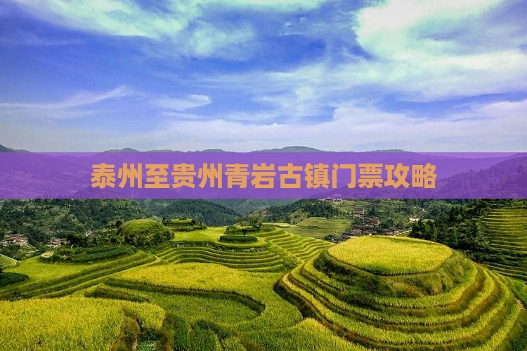 泰州至贵州青岩古镇门票攻略