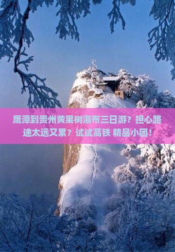 鹰潭到贵州黄果树瀑布三日游？担心路途太远又累？试试高铁+精品小团！