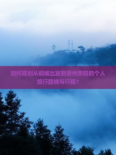 如何规划从桐城出发到贵州贵阳的个人旅行路线与行程？