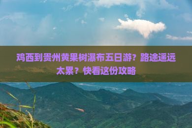 鸡西到贵州黄果树瀑布五日游？路途遥远太累？快看这份攻略