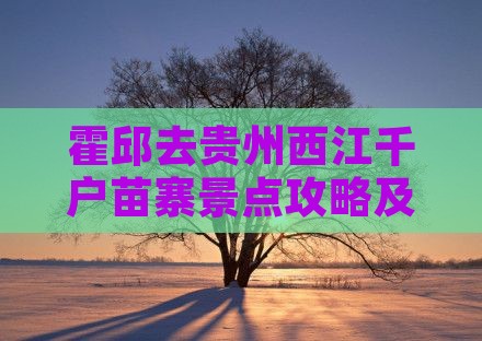 霍邱去贵州西江千户苗寨景点